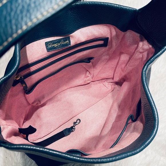 Dooney & Bourke Pebbled Leather Logo Lock Teal Blue Shoulder Bag - Picture 10 of 13